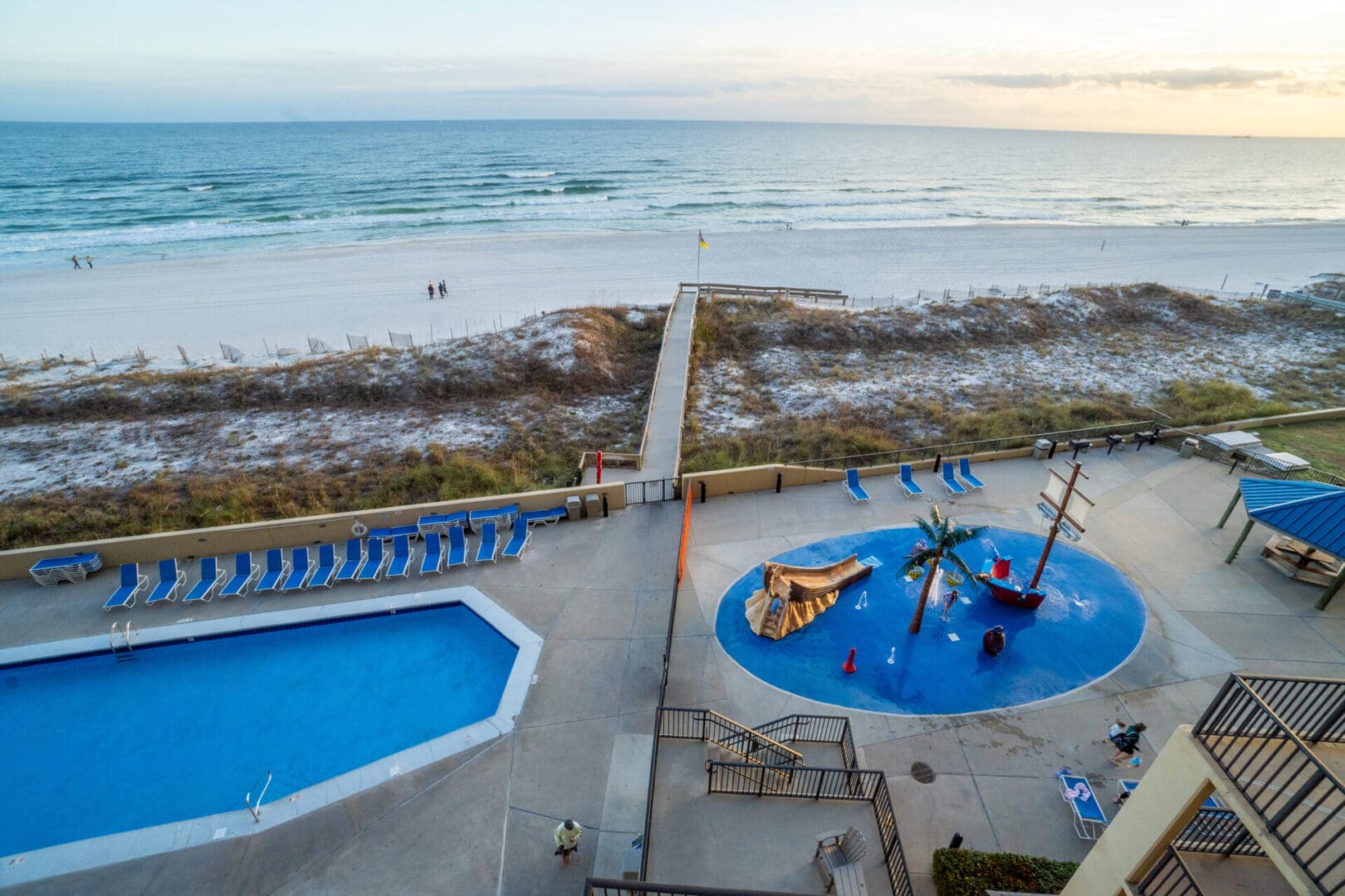 A view of the beach from above.