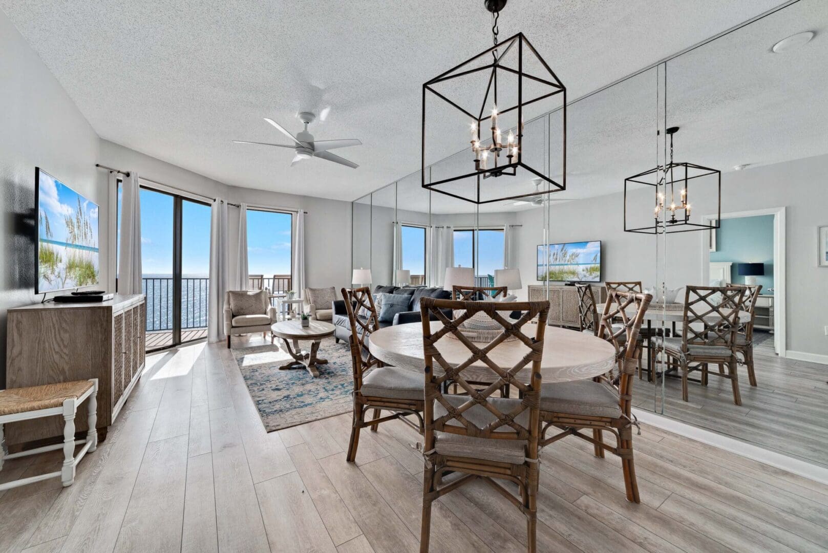 A dining room with chairs and tables in it